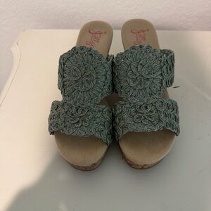 Green Crochet Women's Sandals